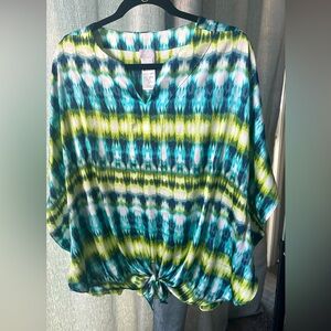 Chico’s tie blouse with tie-dyed look. Size XL